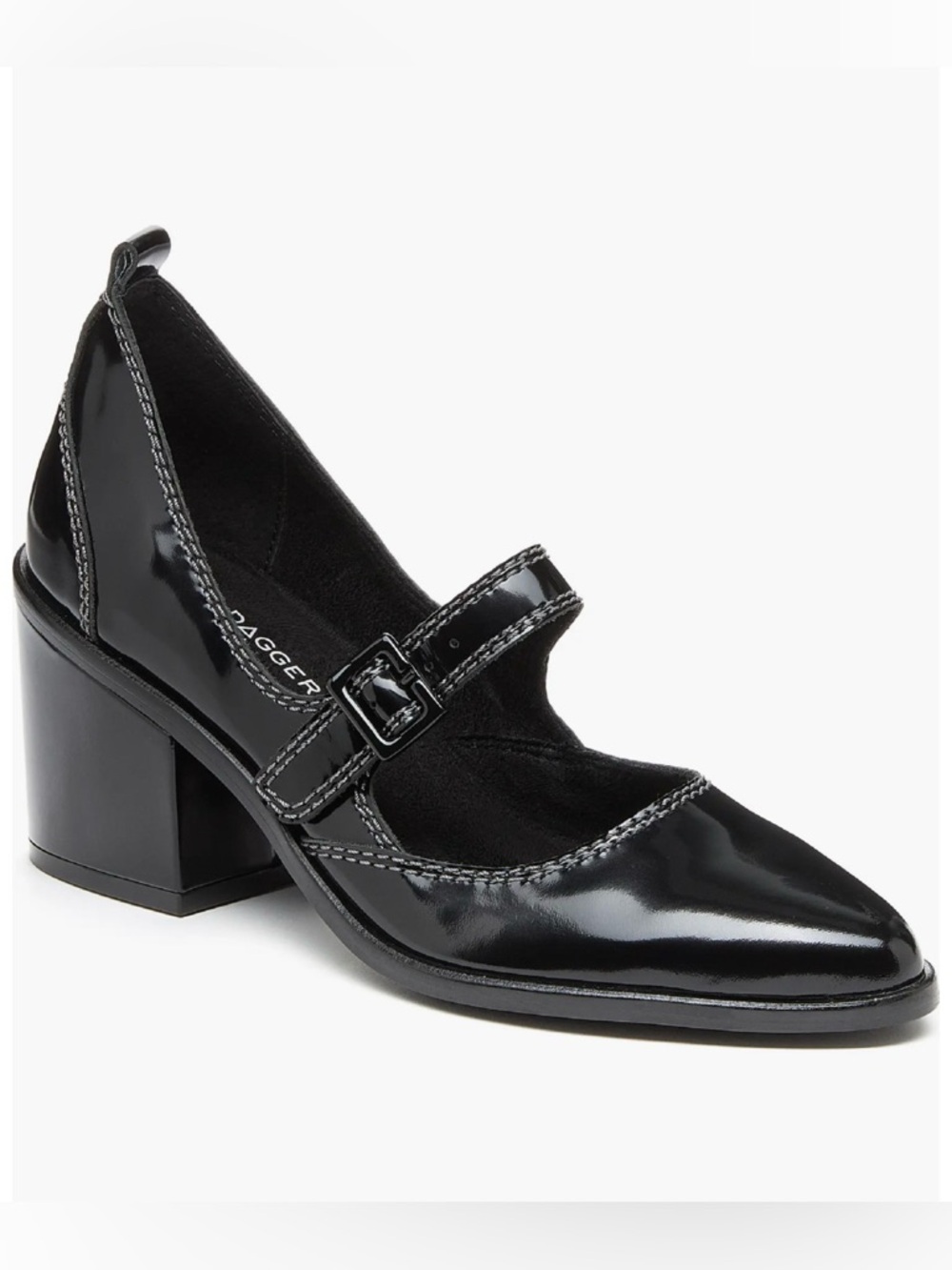 Kelsi Dagger Brooklyn Elm Black Patent Chunky Heel Mary Janes Sz 8.5
